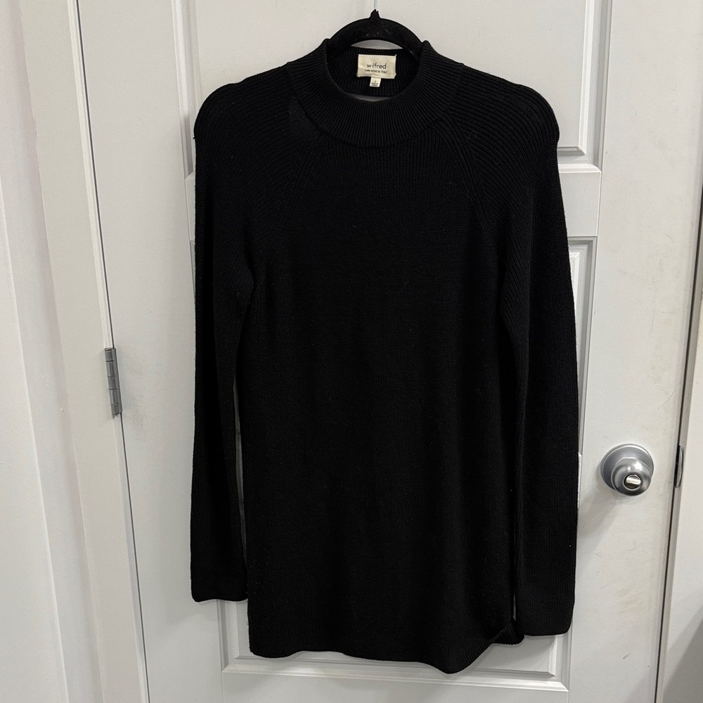 Aritzia Wilfred Open Back Black Sweater Tunic Dress‎ Size Small